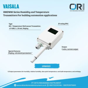 HMW88D RH + T Wall mount Transmitter, ±3 %RH, 4…20 mA, Display, IP65