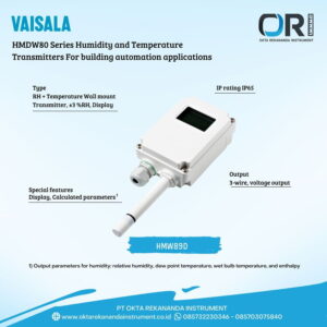 HMW89D RH + T Wall mount Transmitter, ±3 %RH, Display, IP65