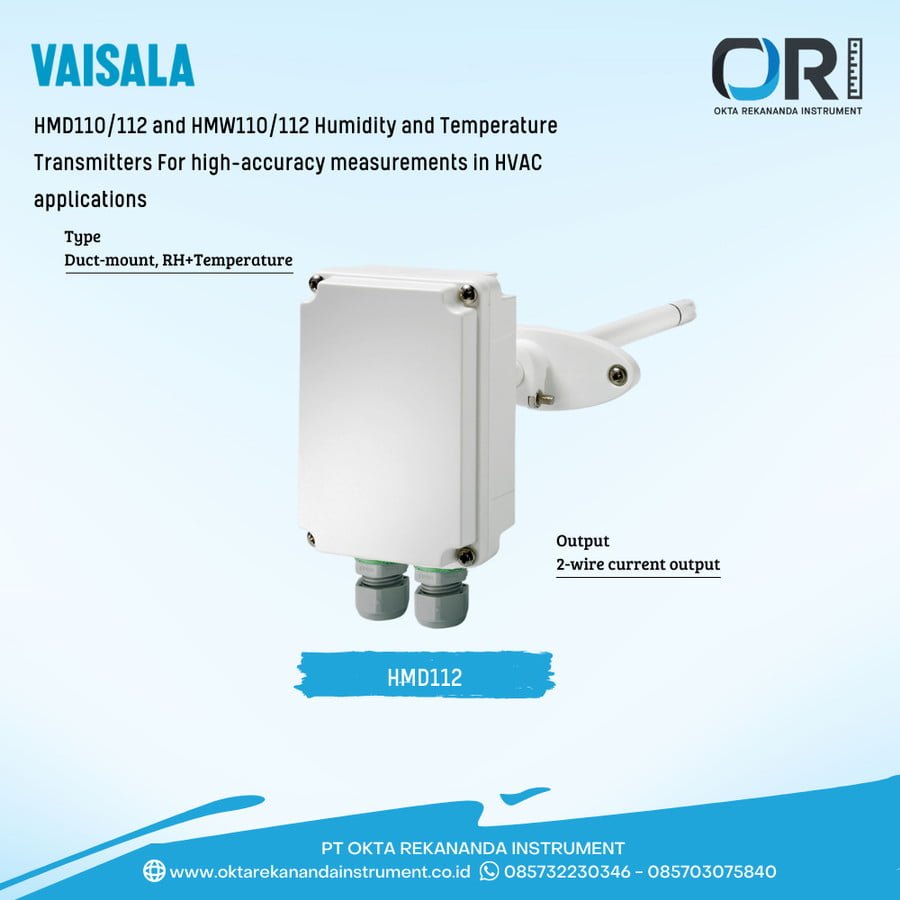 VAISALA HMD112 RH+T Duct Transmitter, ±2 %RH, 4…20 mA